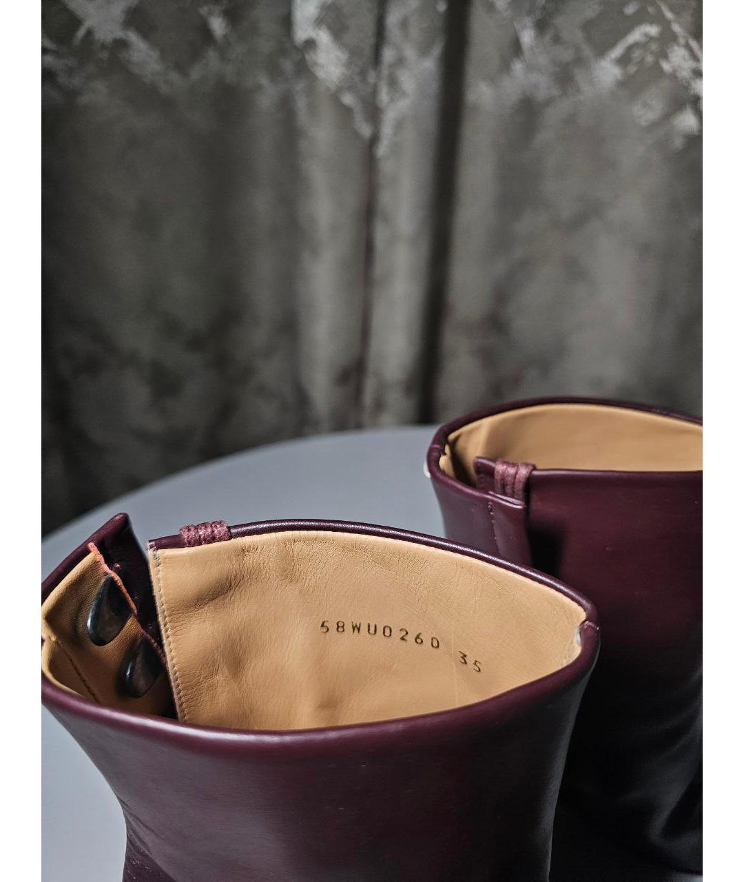 MAISON MARGIELA Бордовые кожаные ботфорты, фото 8