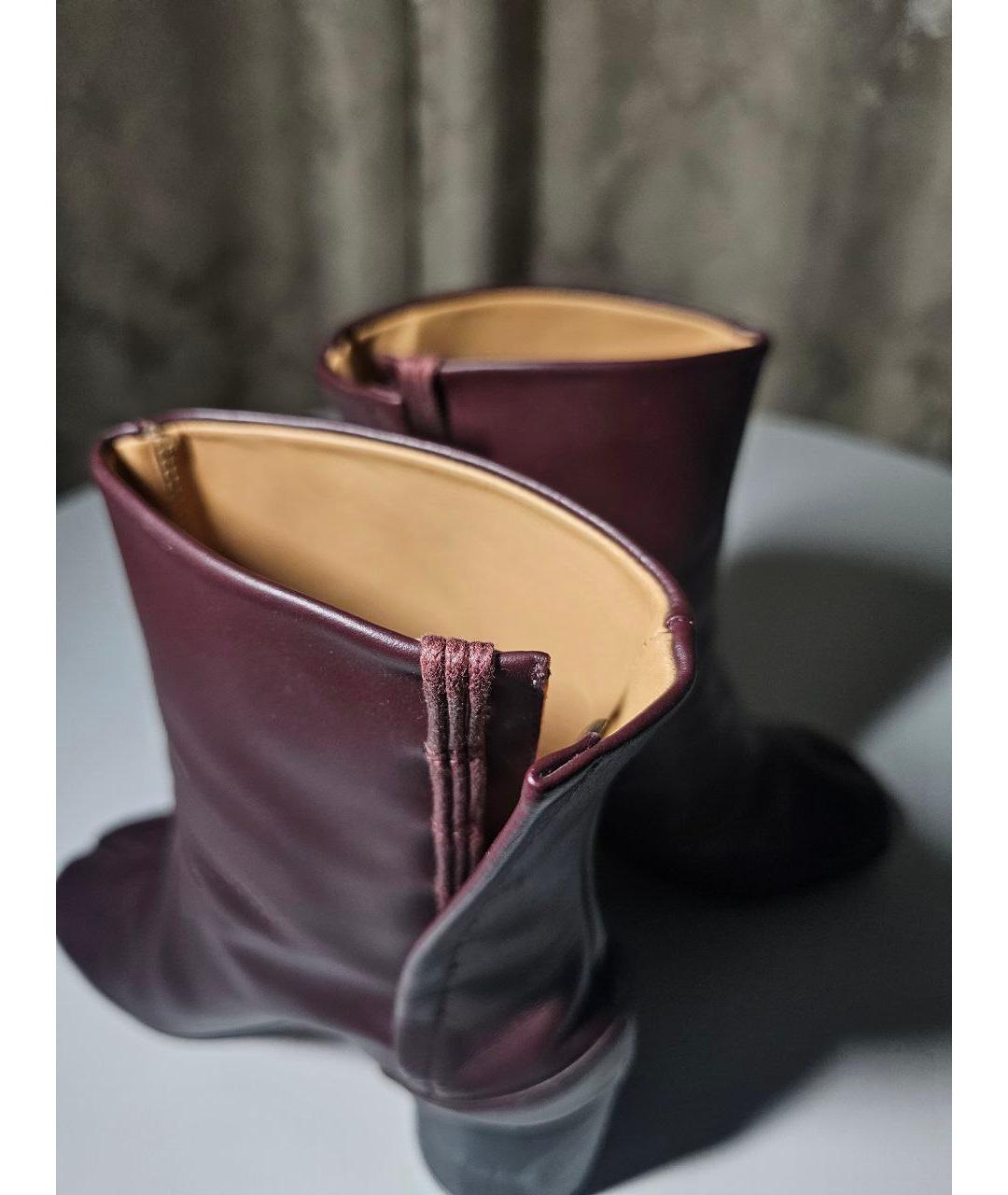 MAISON MARGIELA Бордовые кожаные ботфорты, фото 7