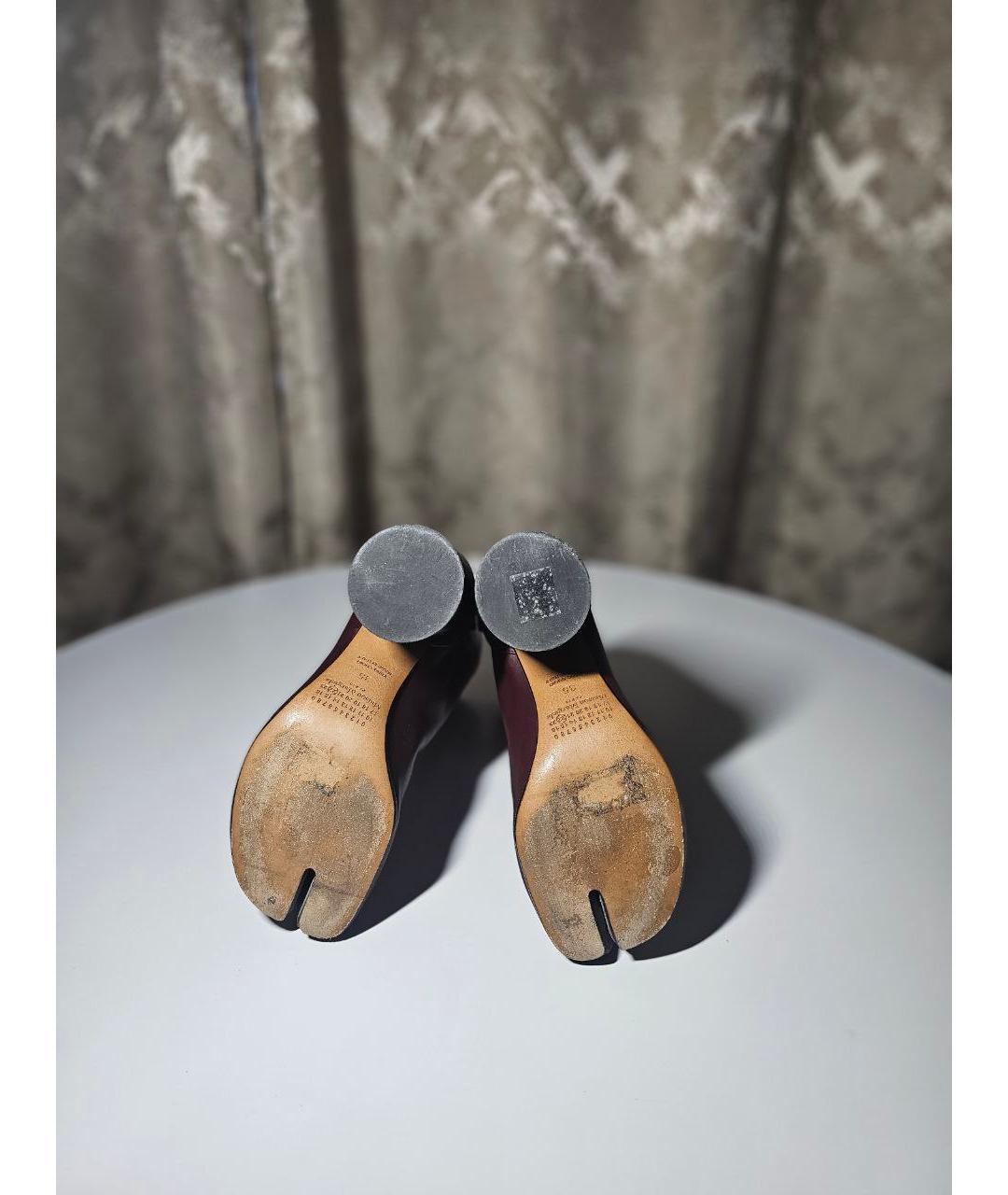 MAISON MARGIELA Бордовые кожаные ботфорты, фото 5
