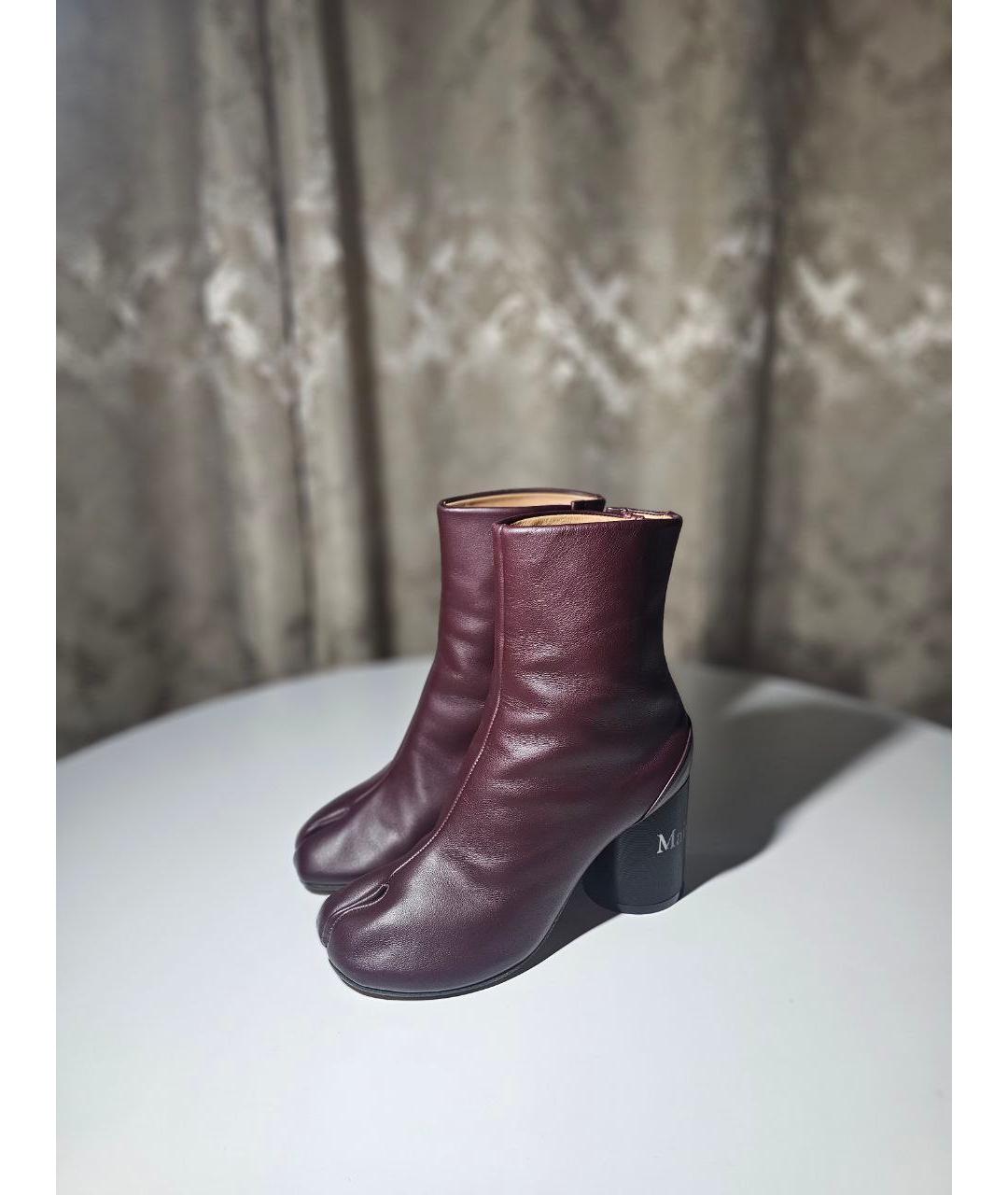 MAISON MARGIELA Бордовые кожаные ботфорты, фото 2