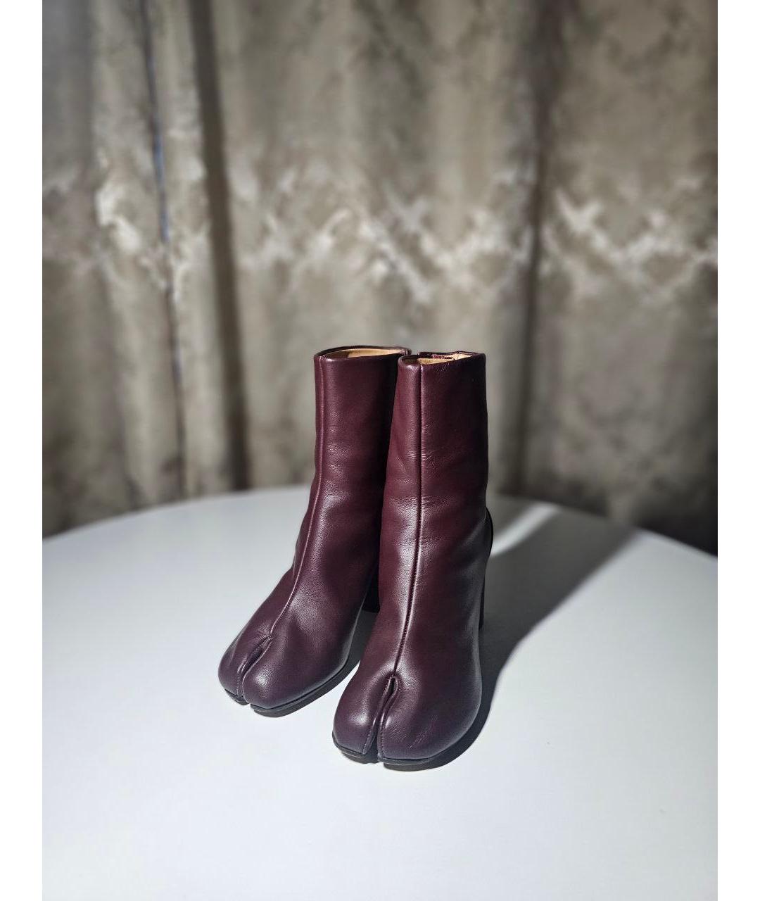 MAISON MARGIELA Бордовые кожаные ботфорты, фото 3