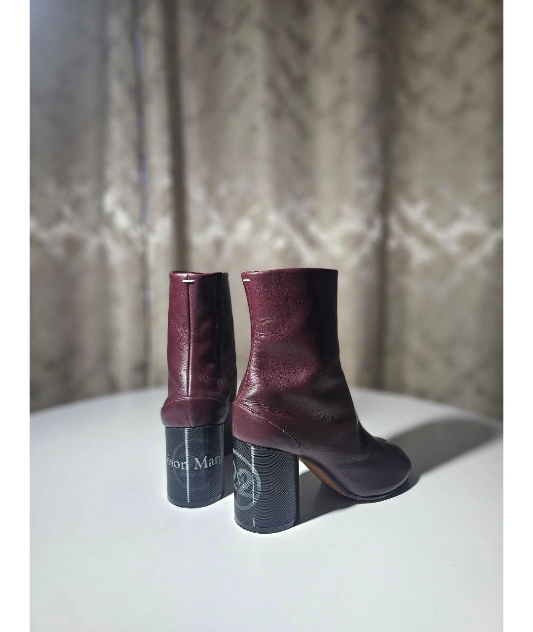MAISON MARGIELA Бордовые кожаные ботфорты, фото 4