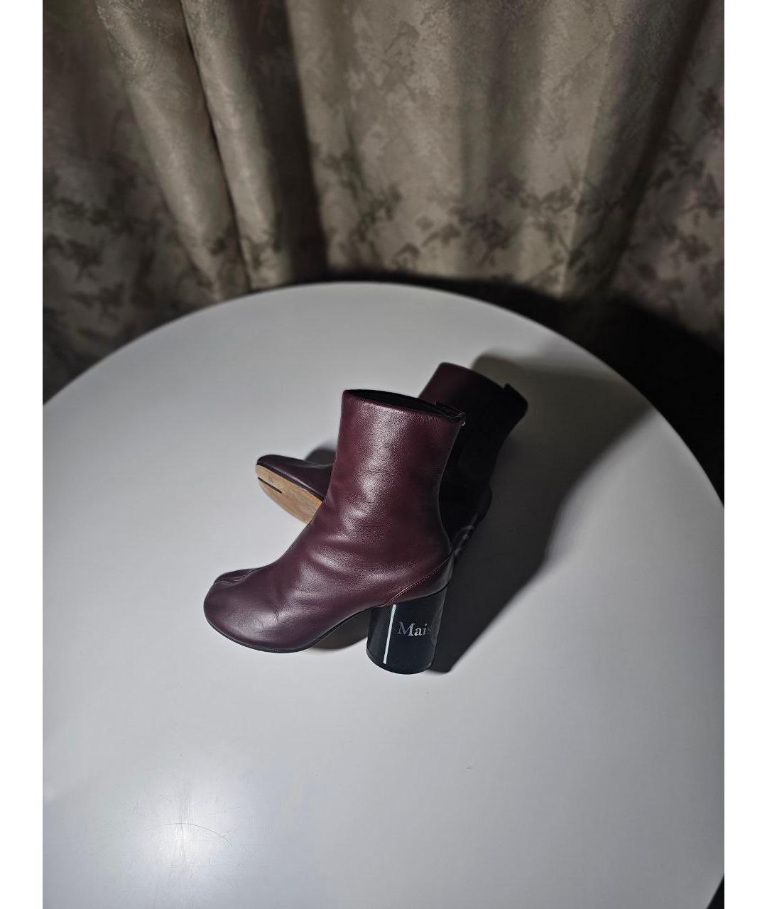 MAISON MARGIELA Бордовые кожаные ботфорты, фото 6