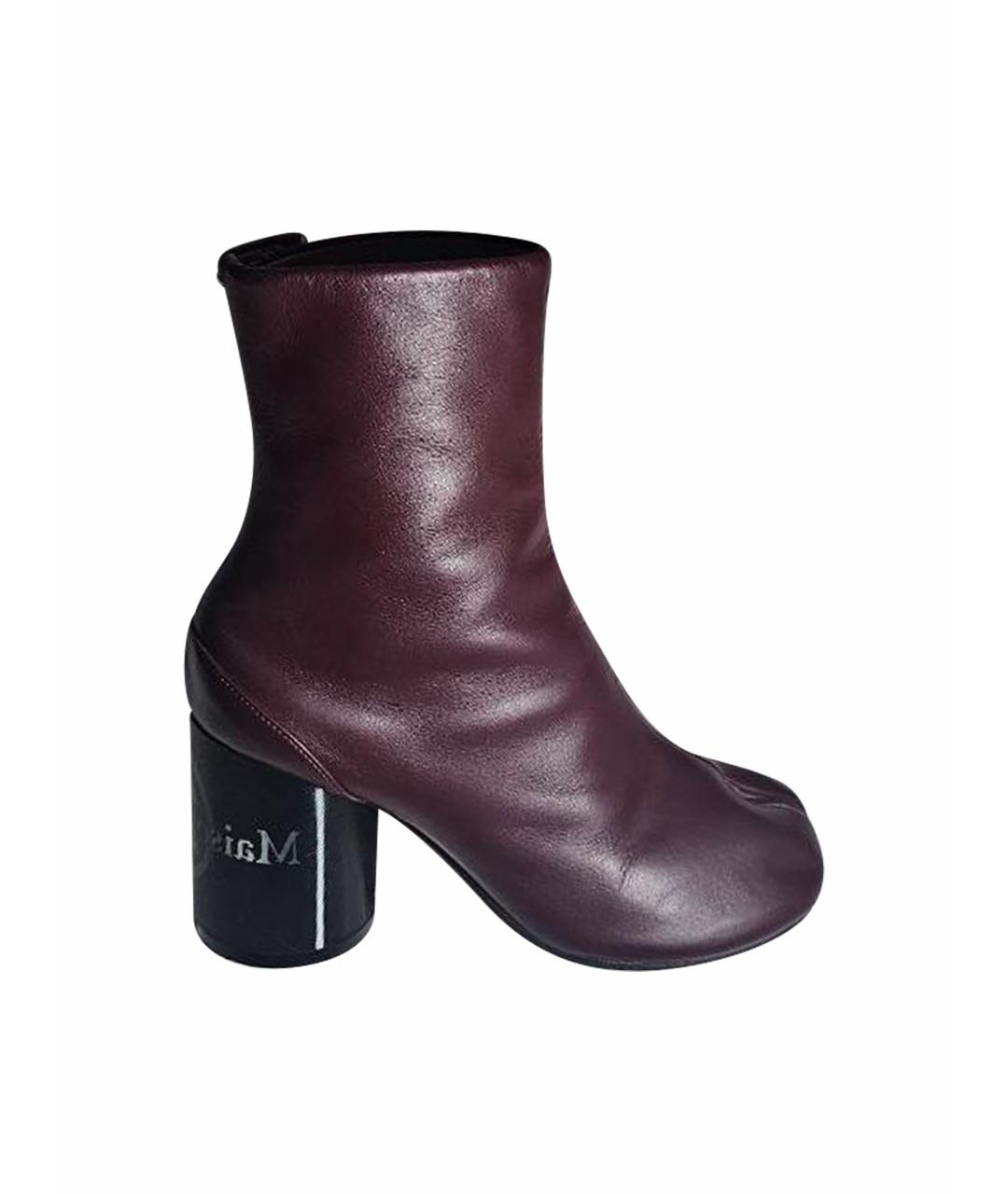 MAISON MARGIELA Бордовые кожаные ботфорты, фото 1