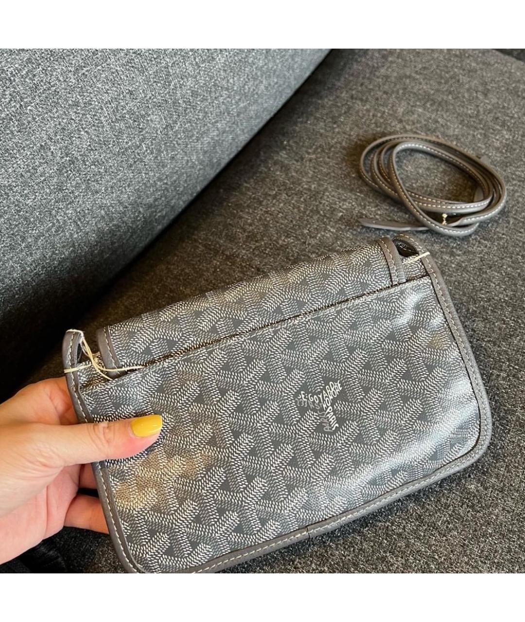 GOYARD Серая кожаная сумка через плечо, фото 5
