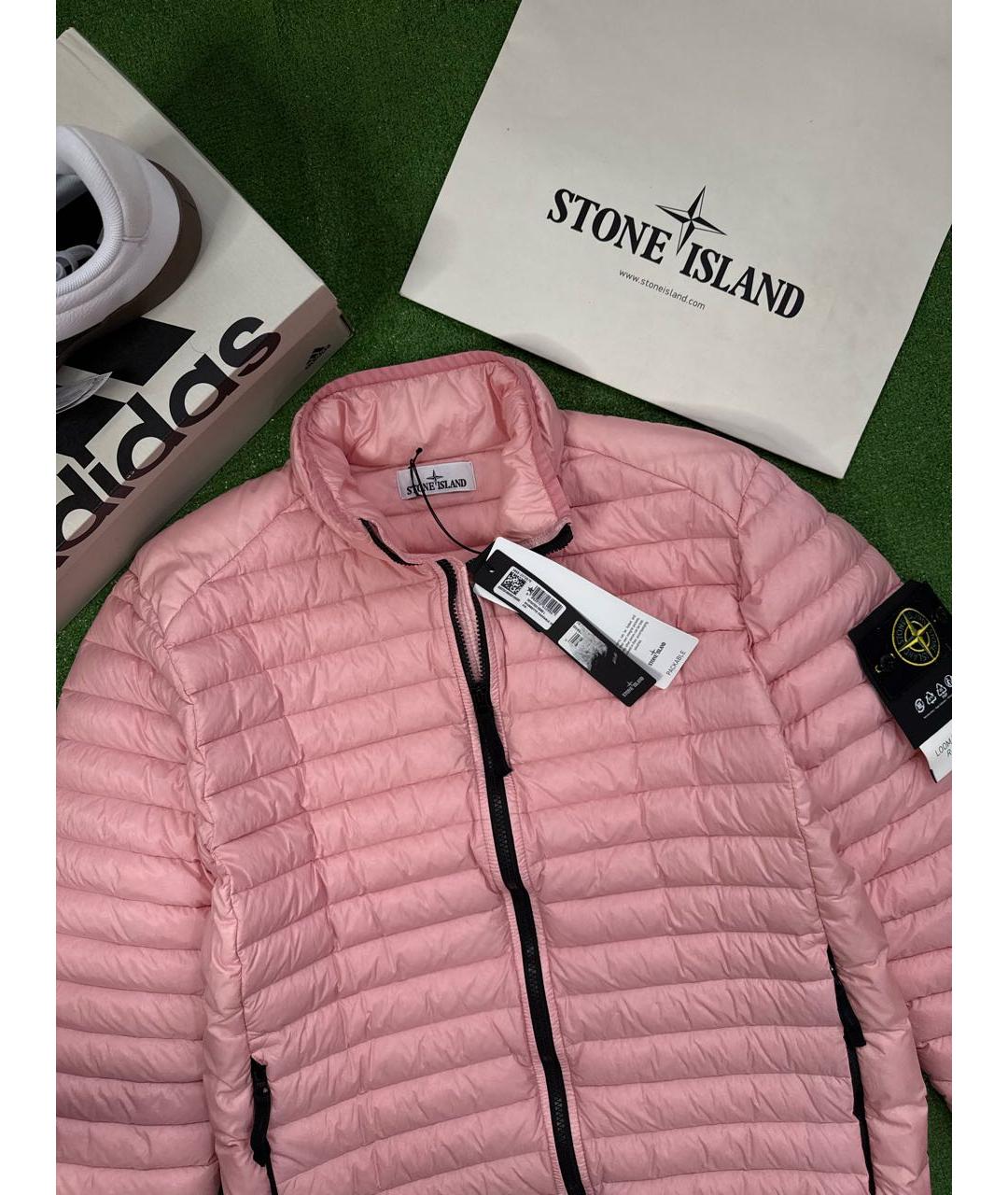 STONE ISLAND Розовый полиамидовый пуховик, фото 3