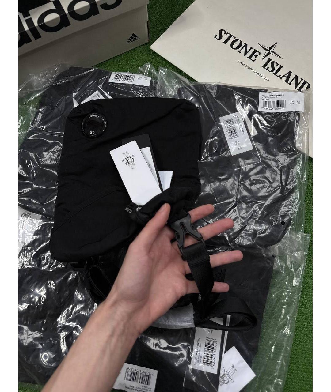 CP COMPANY Черная тканевая сумка на плечо, фото 6