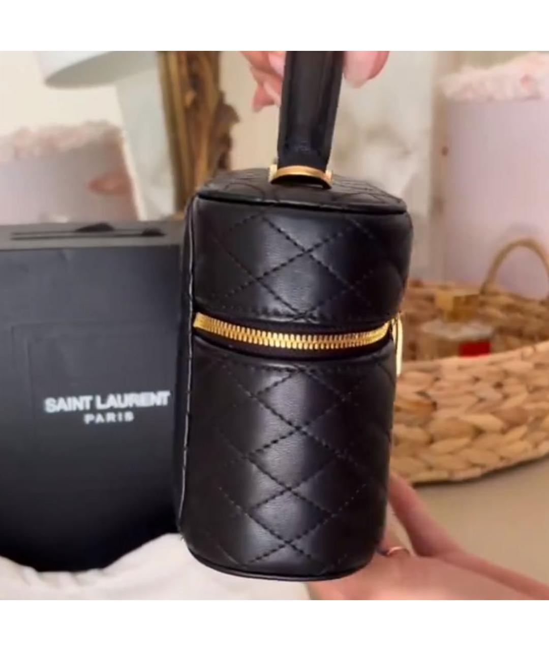 SAINT LAURENT Черная кожаная сумка через плечо, фото 3