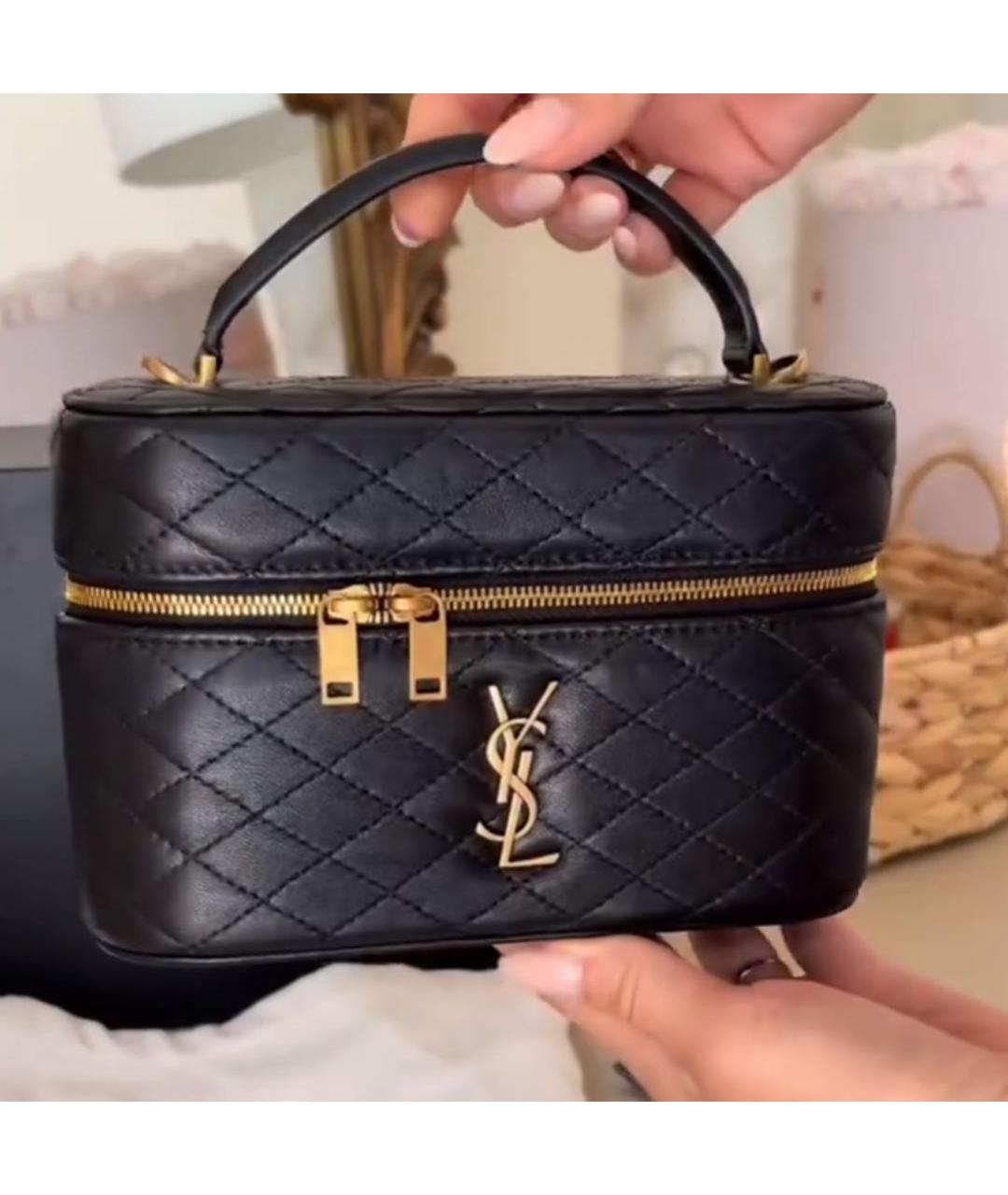 SAINT LAURENT Черная кожаная сумка через плечо, фото 2