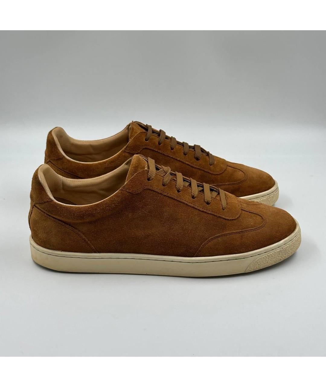 BRUNELLO CUCINELLI Коричневые замшевые низкие кроссовки / кеды, фото 3