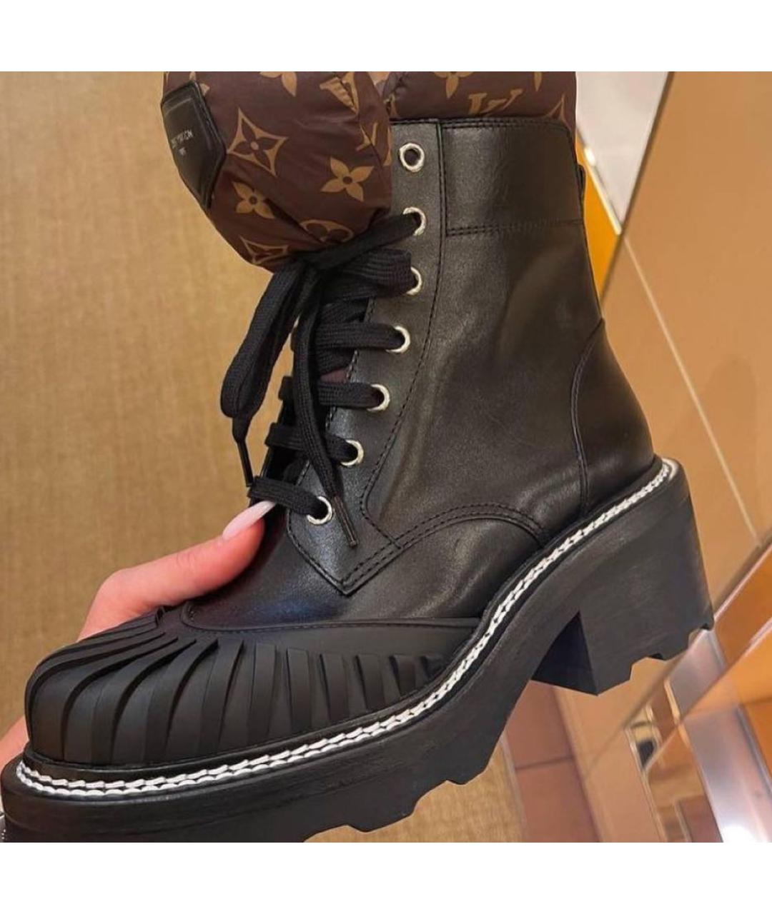 LOUIS VUITTON Черные кожаные ботинки, фото 5