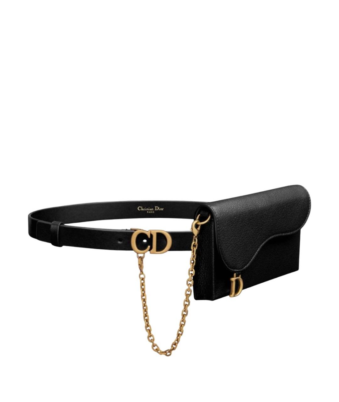 CHRISTIAN DIOR Черный кожаный ремень, фото 1