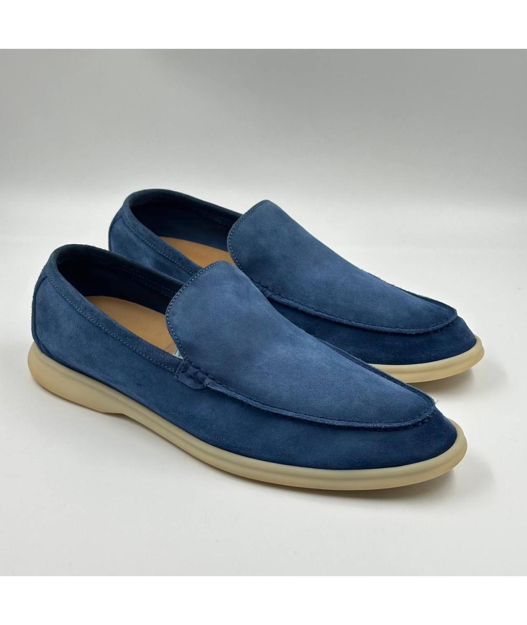 LORO PIANA Синие замшевые лоферы, фото 6
