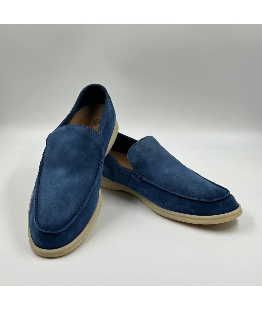 LORO PIANA Синие замшевые лоферы, фото 4
