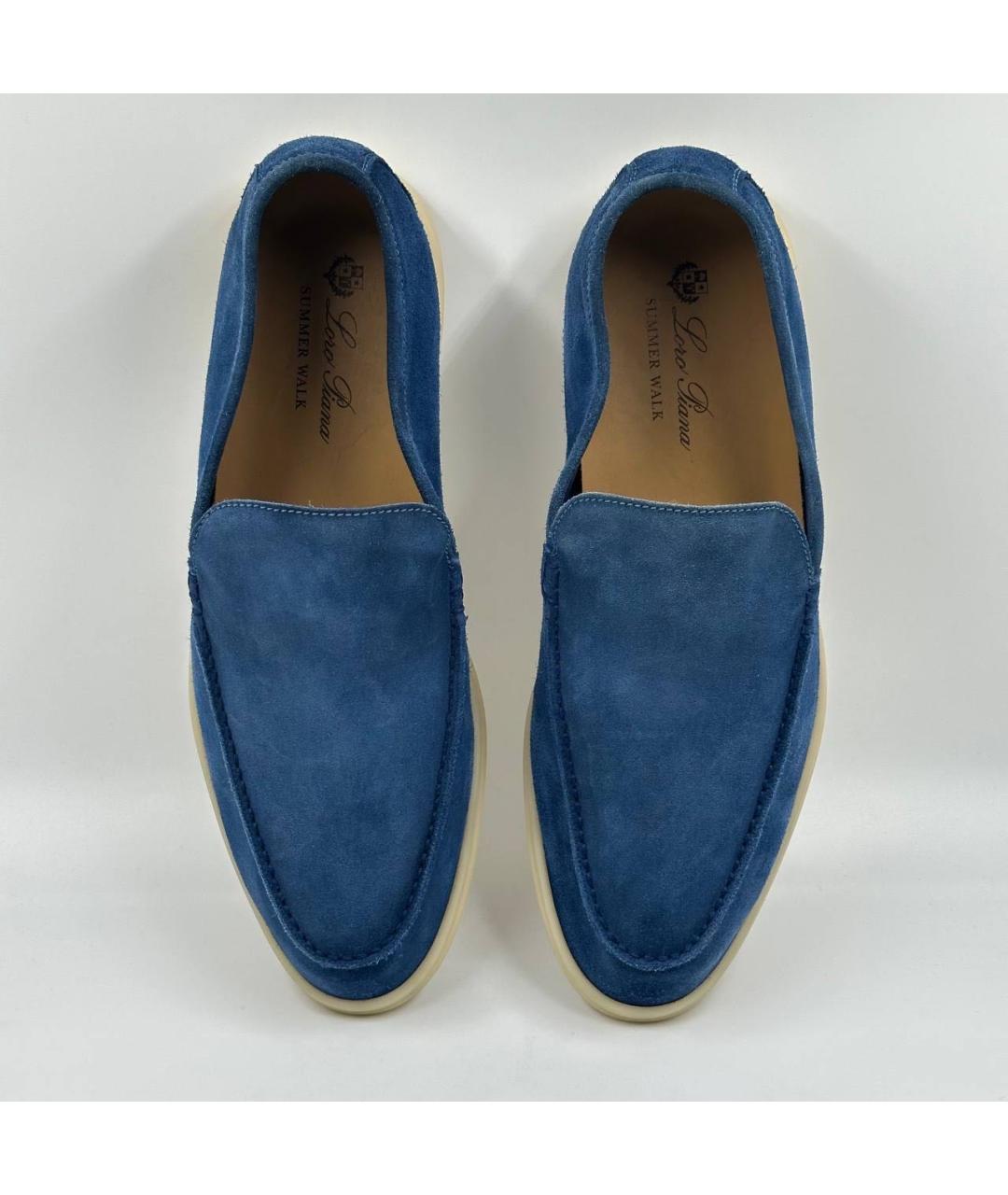 LORO PIANA Синие замшевые лоферы, фото 3