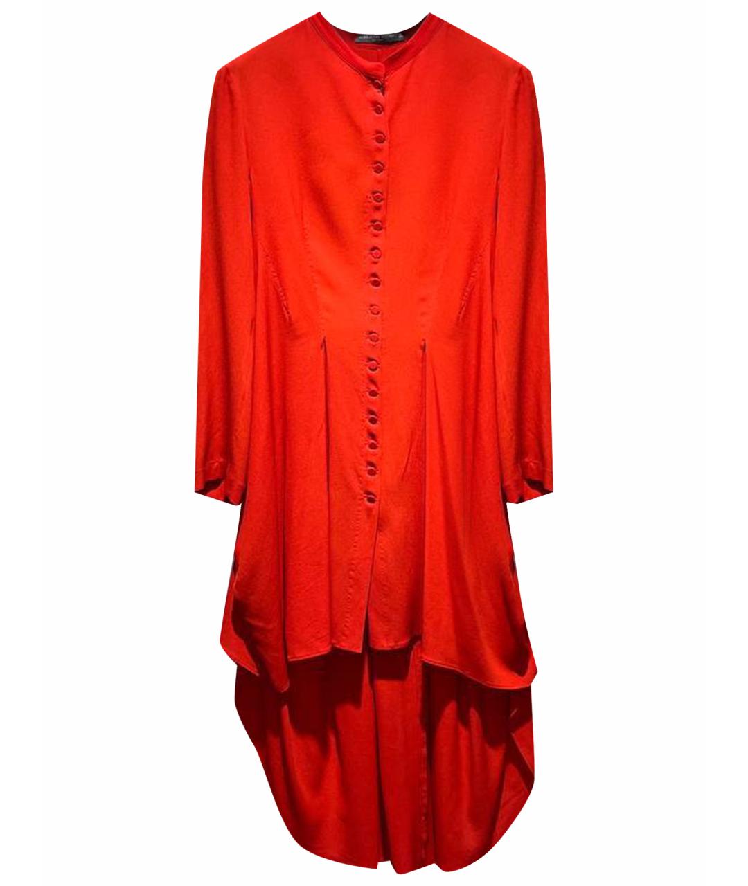 ALEXANDER MCQUEEN Красное шелковое вечернее платье, фото 1