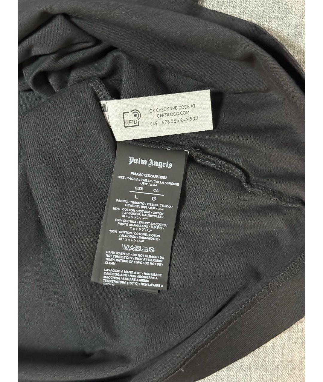 PALM ANGELS Черная хлопковая футболка, фото 5