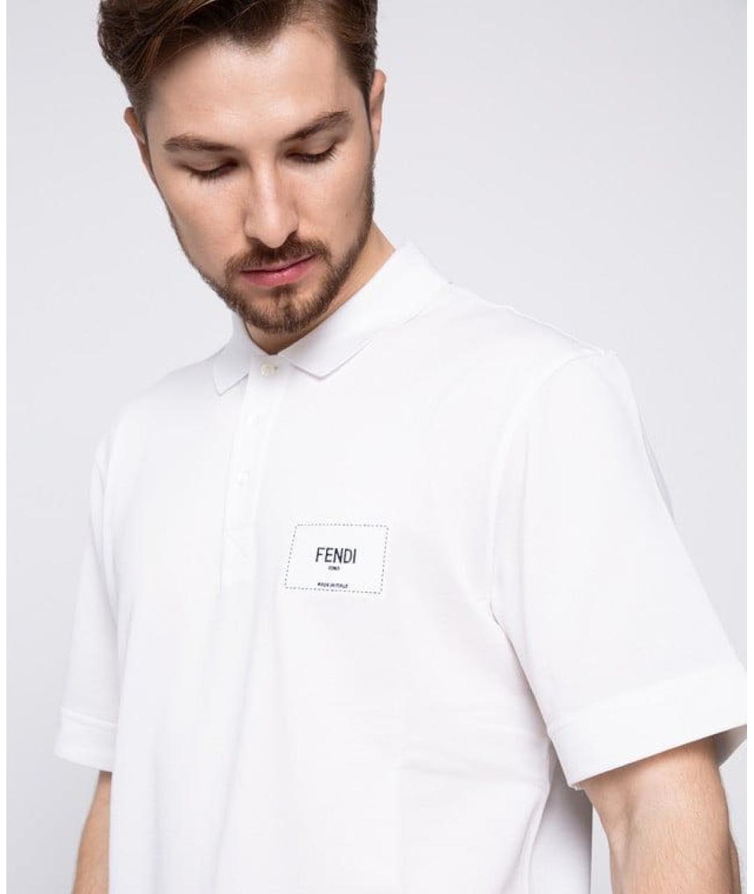 FENDI Белое хлопковое поло с коротким рукавом, фото 3