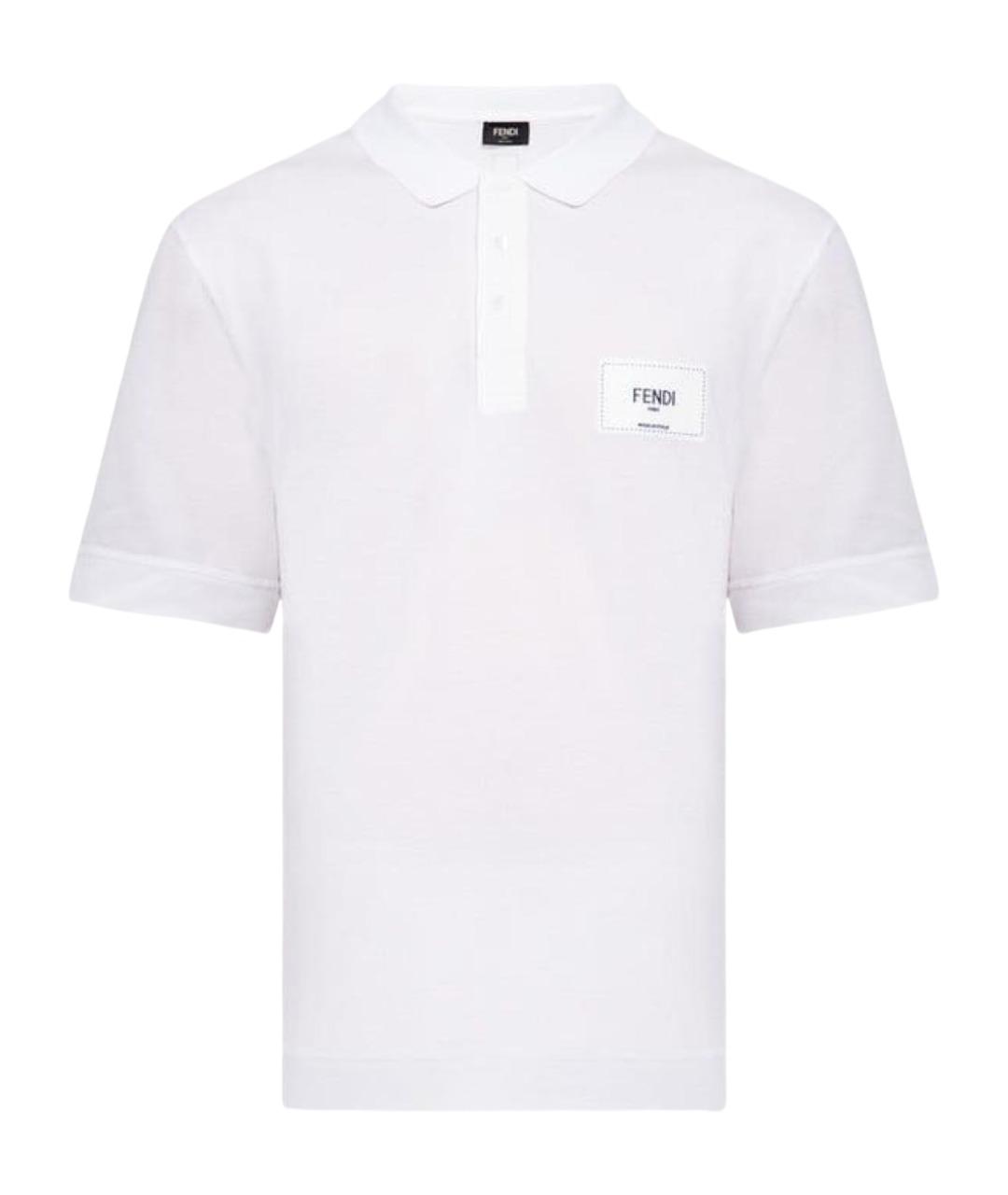 FENDI Белое хлопковое поло с коротким рукавом, фото 1