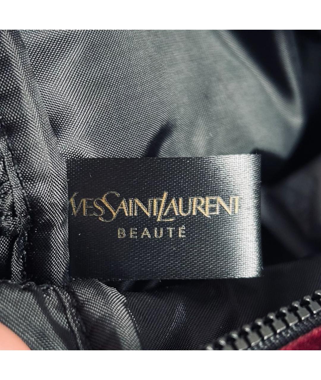 SAINT LAURENT Бордовая бархатная косметичка, фото 6