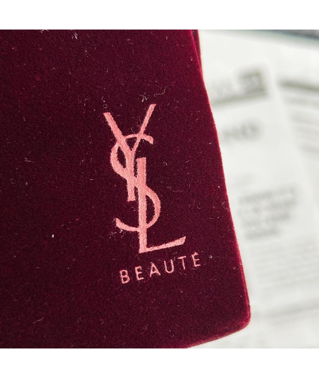 SAINT LAURENT Бордовая бархатная косметичка, фото 3