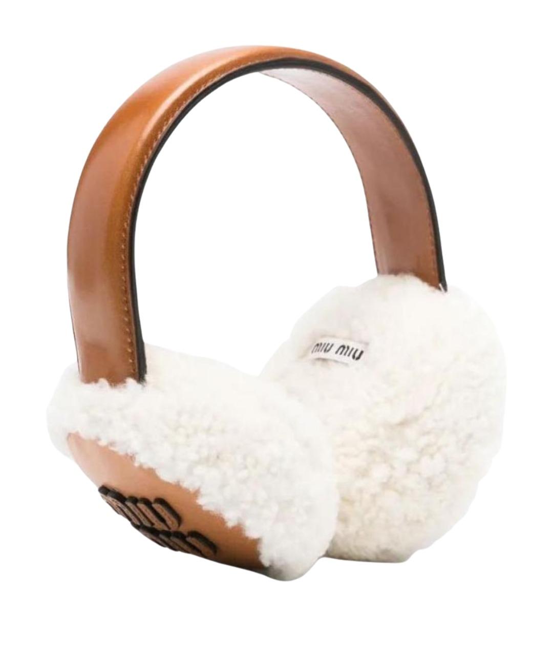 MIU MIU Коричневые кожаные наушники, фото 1