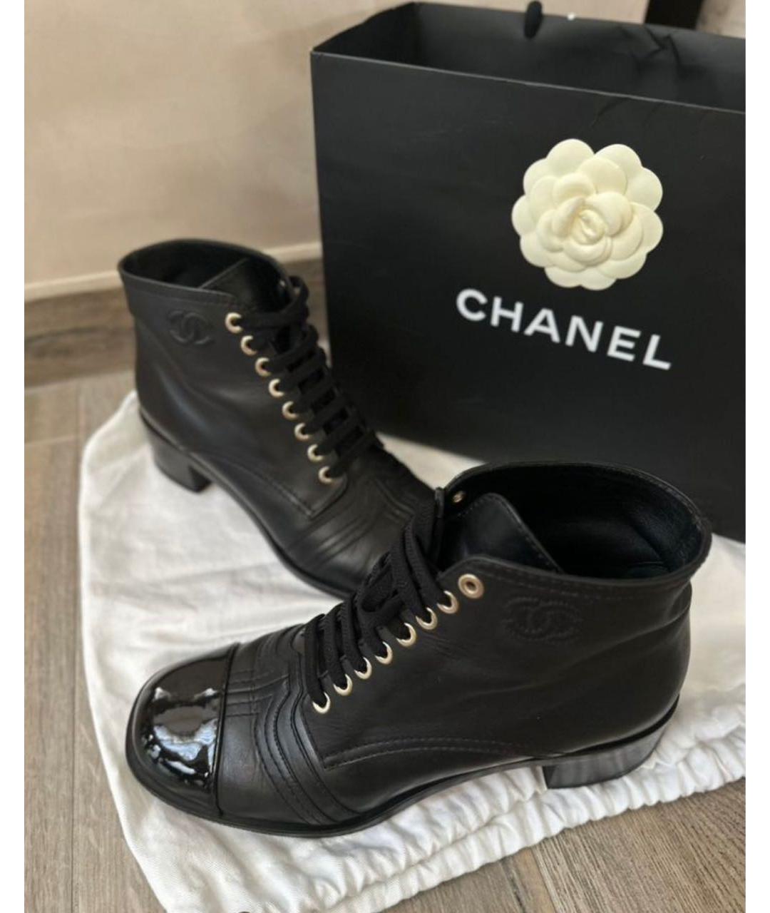 CHANEL Черные кожаные ботинки, фото 6