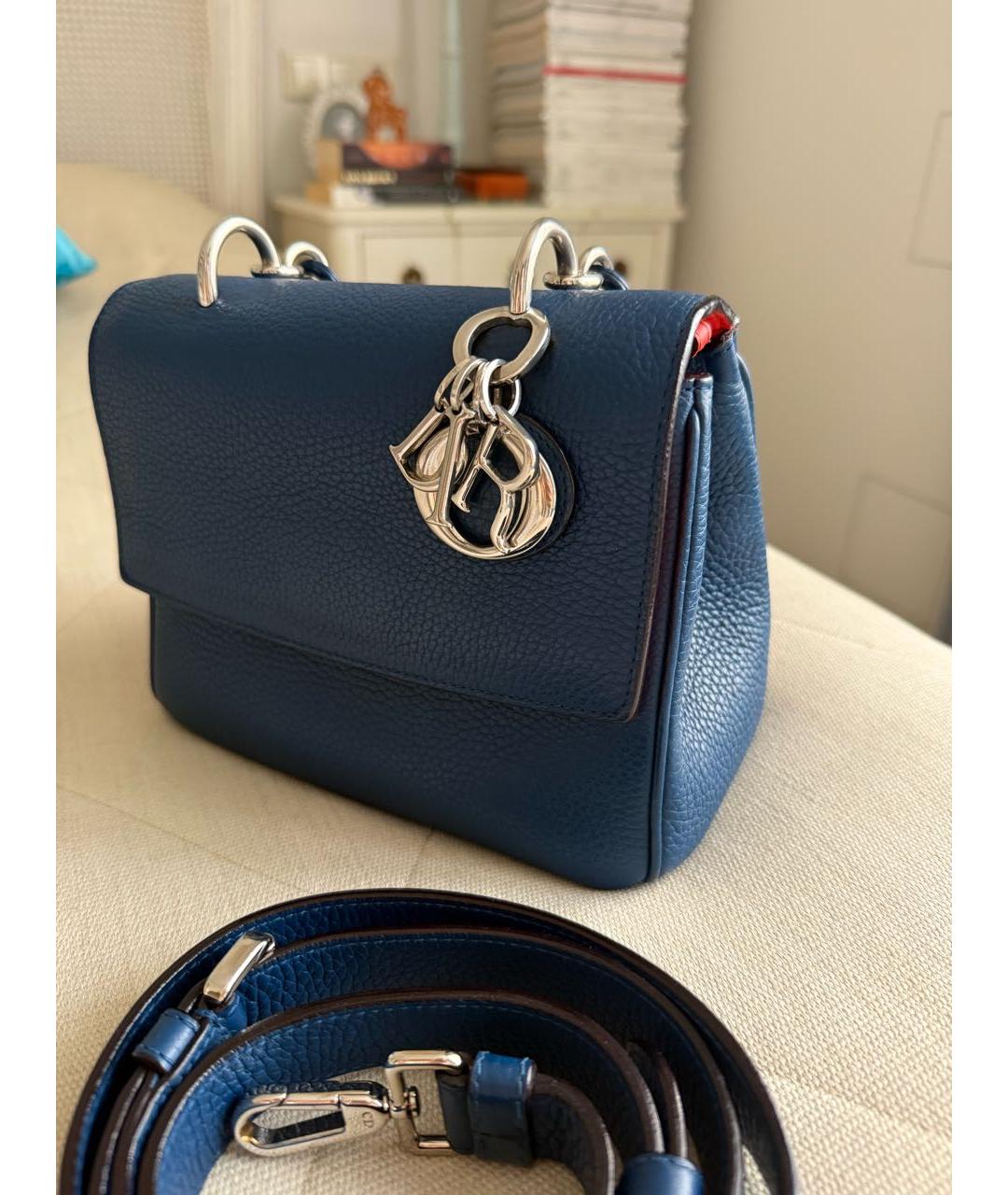 CHRISTIAN DIOR Темно-синяя кожаная сумка с короткими ручками, фото 2