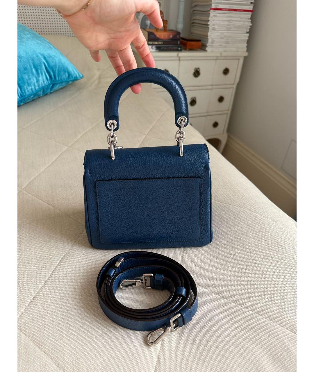 CHRISTIAN DIOR Темно-синяя кожаная сумка с короткими ручками, фото 3