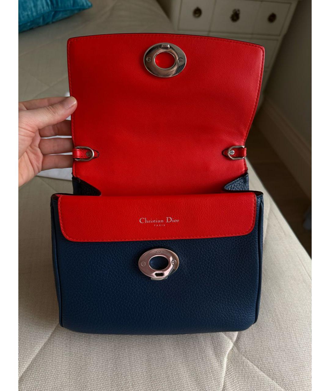 CHRISTIAN DIOR Темно-синяя кожаная сумка с короткими ручками, фото 4