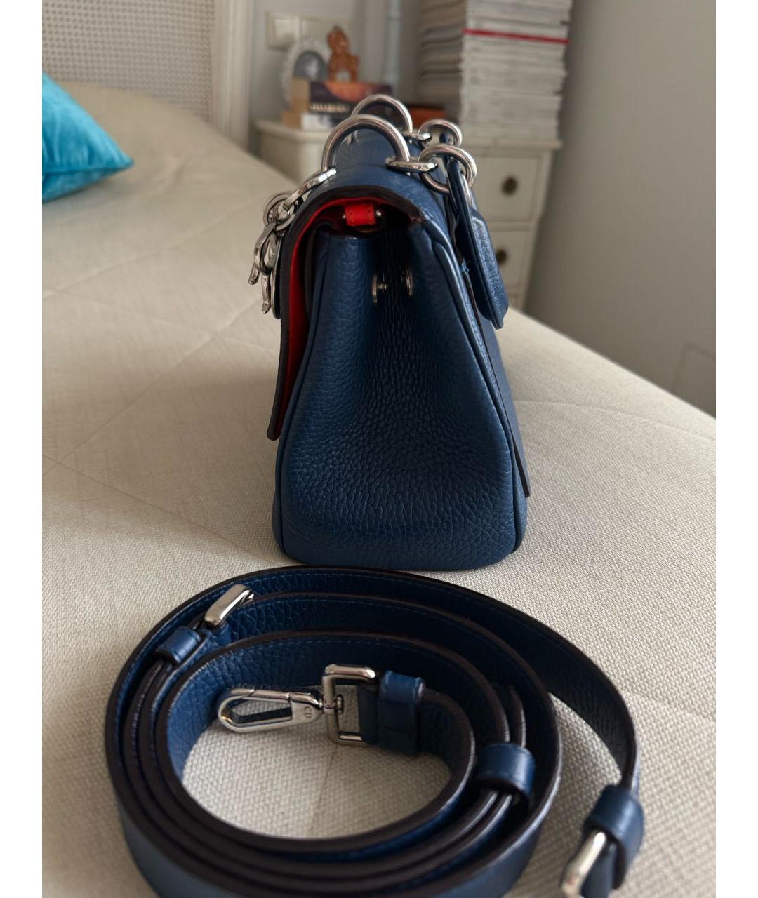 CHRISTIAN DIOR Темно-синяя кожаная сумка с короткими ручками, фото 7