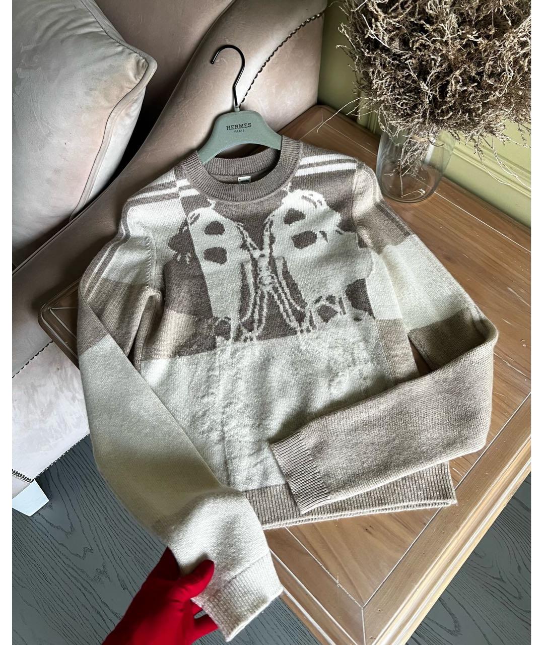 HERMES Бежевый кашемировый джемпер / свитер, фото 4