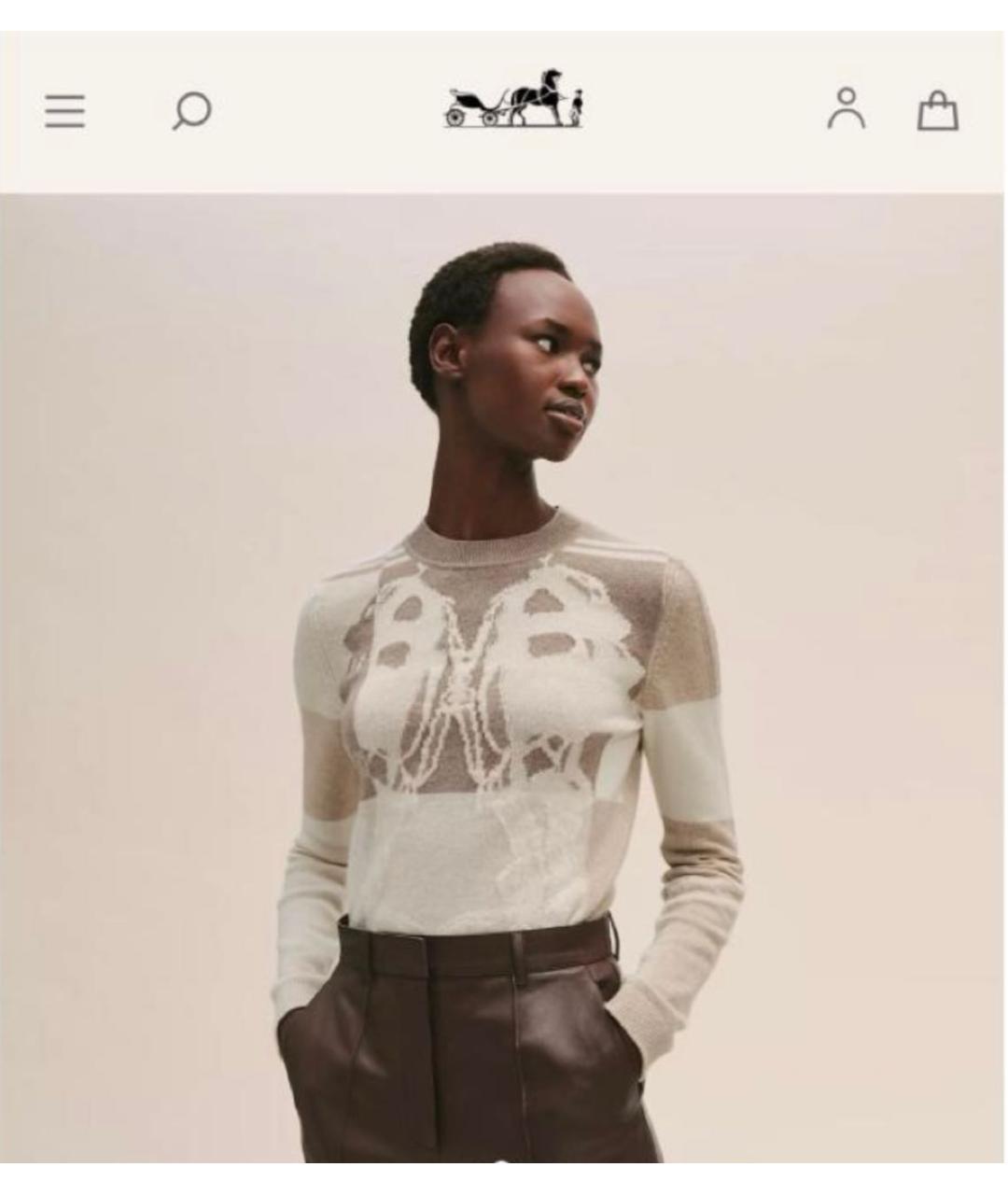 HERMES Бежевый кашемировый джемпер / свитер, фото 5