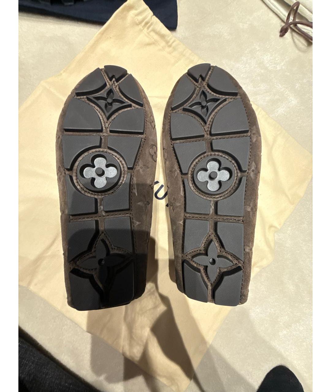 LOUIS VUITTON Коричневые замшевые мокасины, фото 7