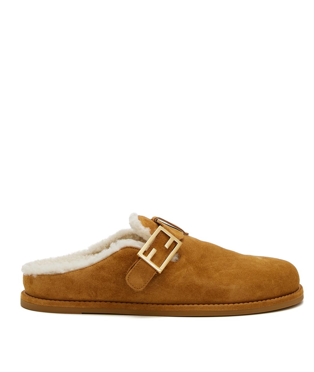 FENDI Коричневые замшевые мюли, фото 7