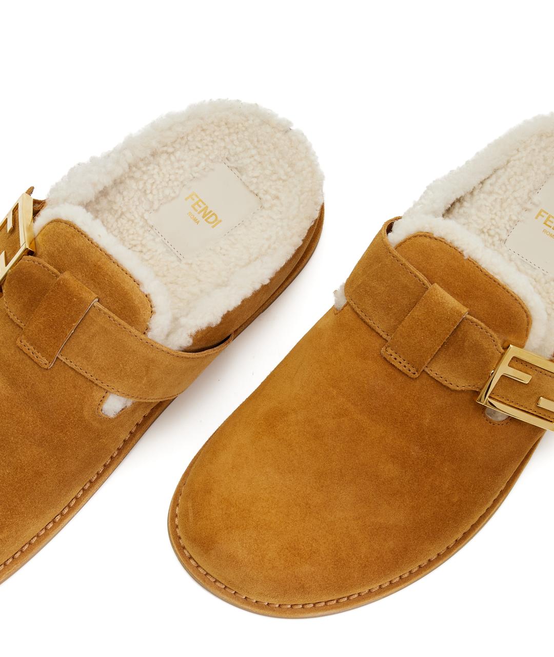 FENDI Коричневые замшевые мюли, фото 4