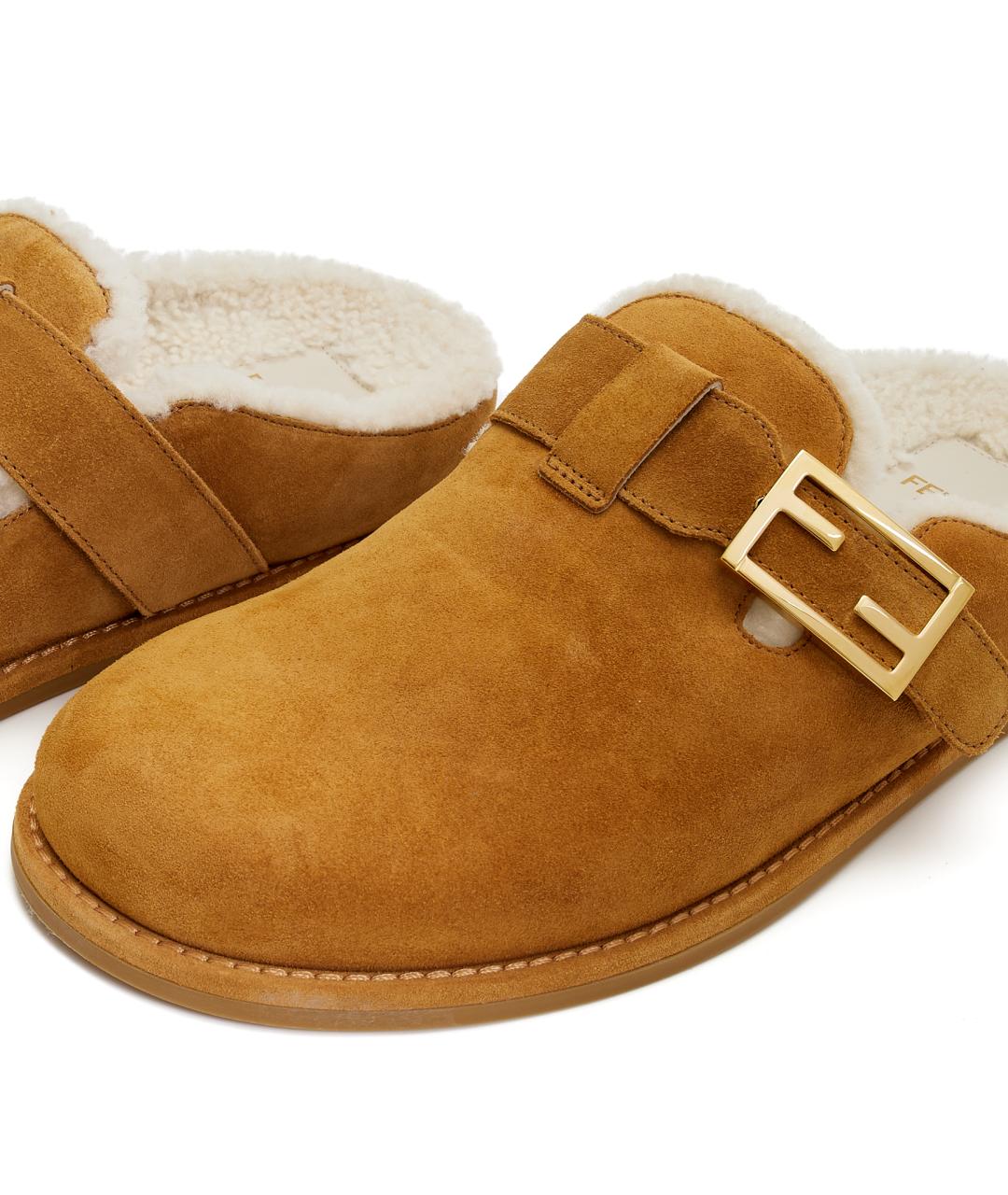 FENDI Коричневые замшевые мюли, фото 5