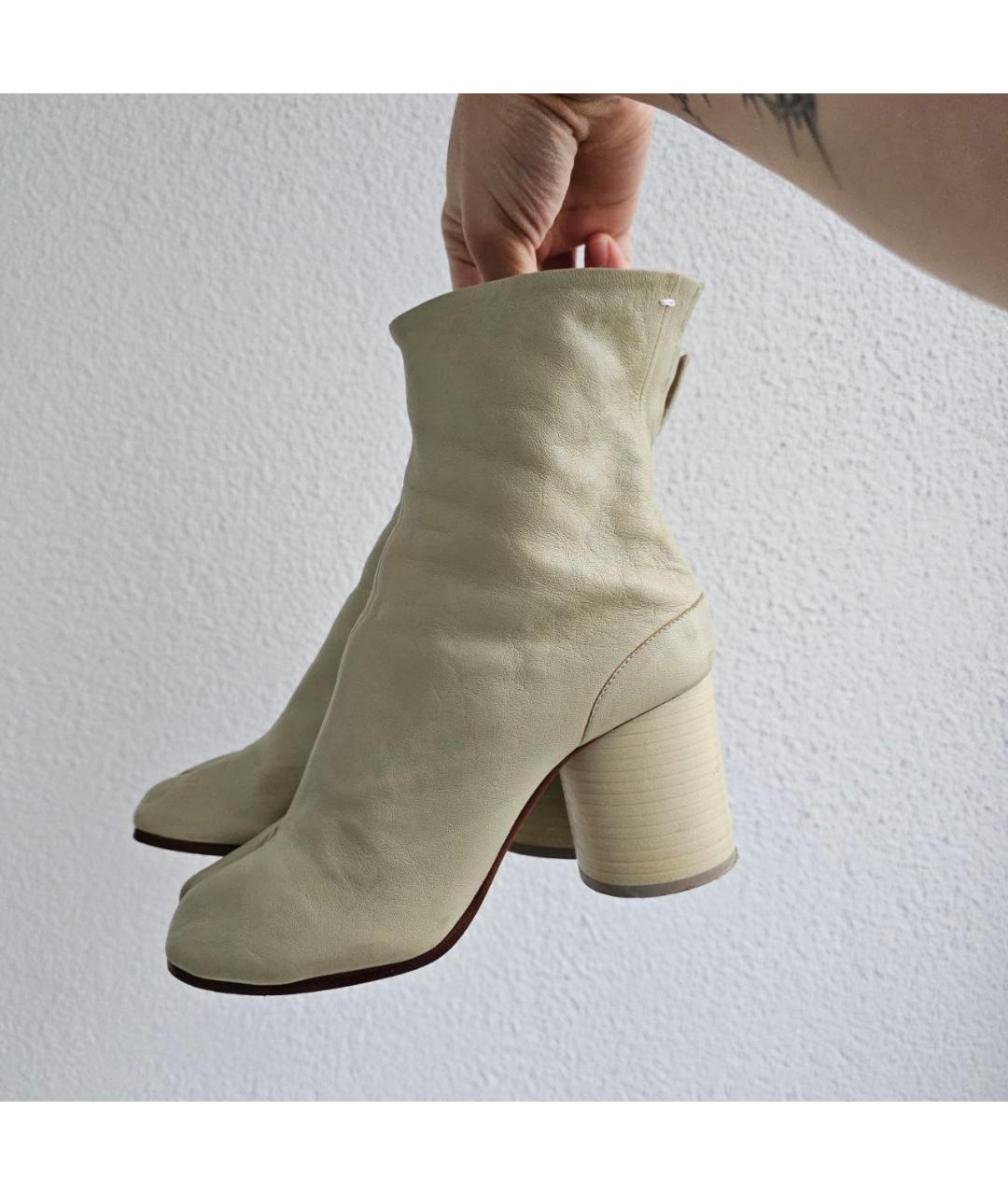 MAISON MARGIELA Бежевые кожаные ботильоны, фото 5