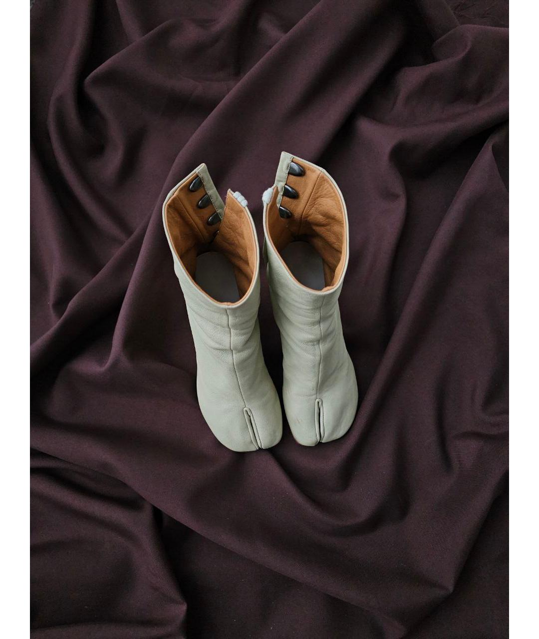 MAISON MARGIELA Бежевые кожаные ботильоны, фото 3
