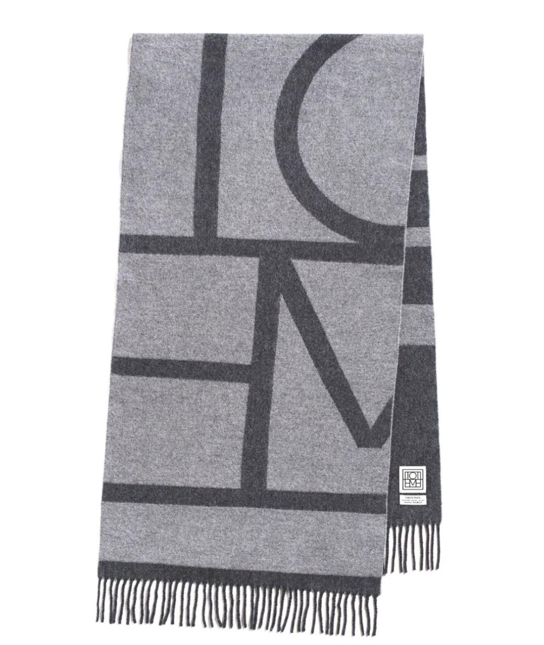 TOTEME Серый шерстяной шарф, фото 5