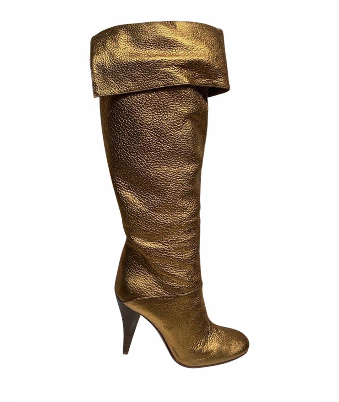 CASADEI Золотые кожаные ботфорты, фото 1