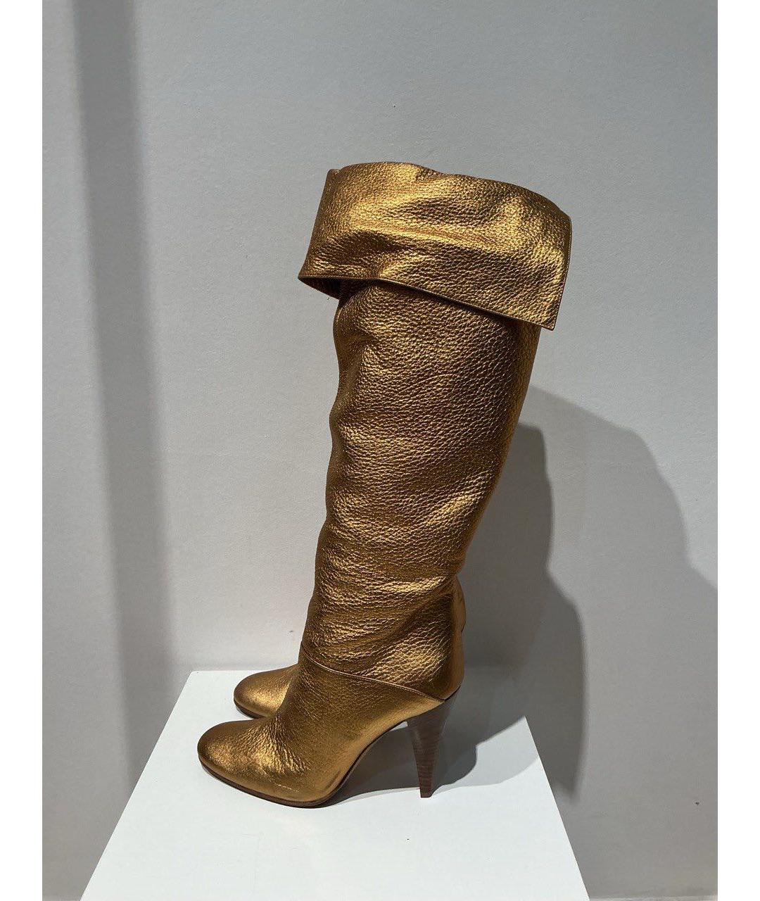 CASADEI Золотые кожаные ботфорты, фото 4