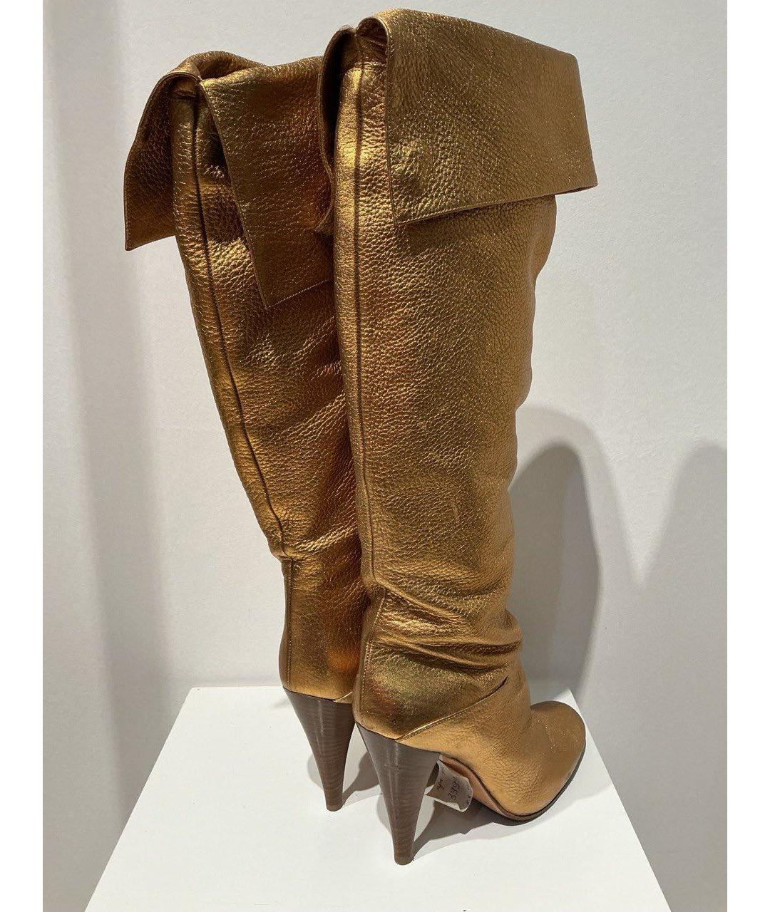 CASADEI Золотые кожаные ботфорты, фото 2