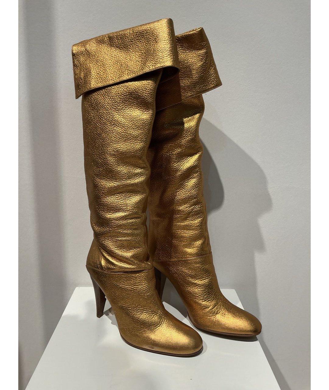 CASADEI Золотые кожаные ботфорты, фото 3