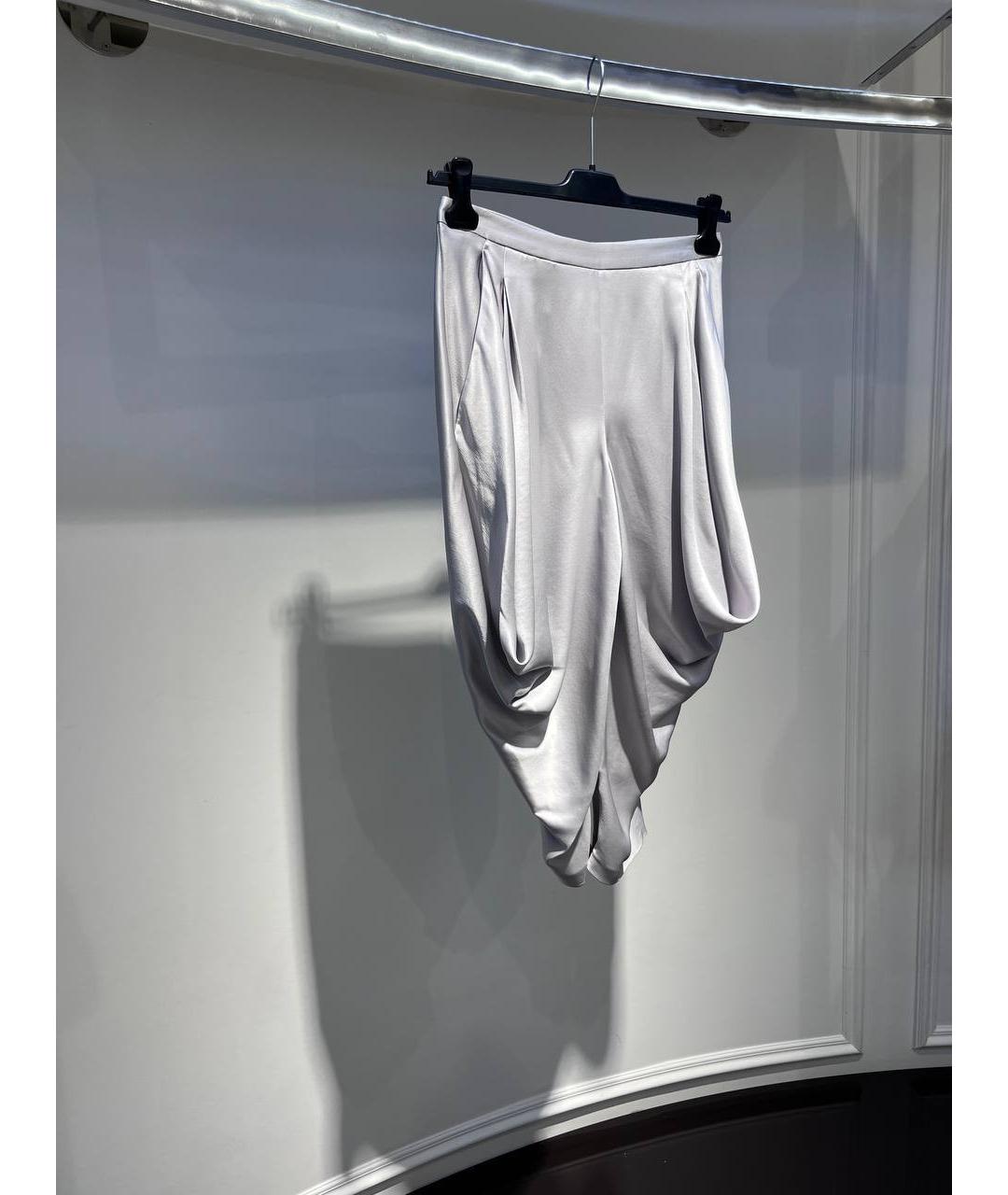 ALEXANDER MCQUEEN Серебряные шелковые брюки широкие, фото 2