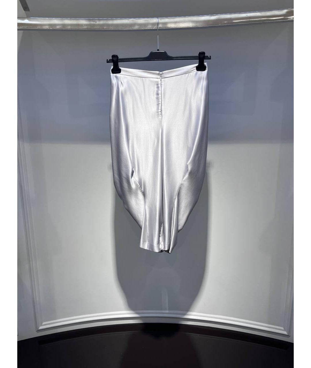 ALEXANDER MCQUEEN Серебряные шелковые брюки широкие, фото 3