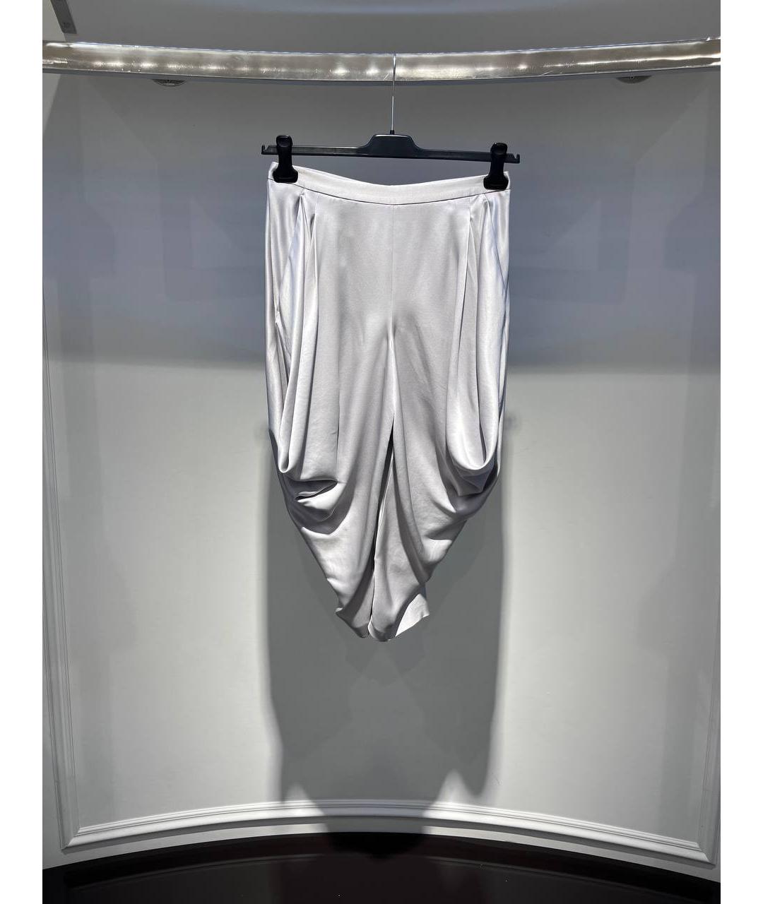 ALEXANDER MCQUEEN Серебряные шелковые брюки широкие, фото 4