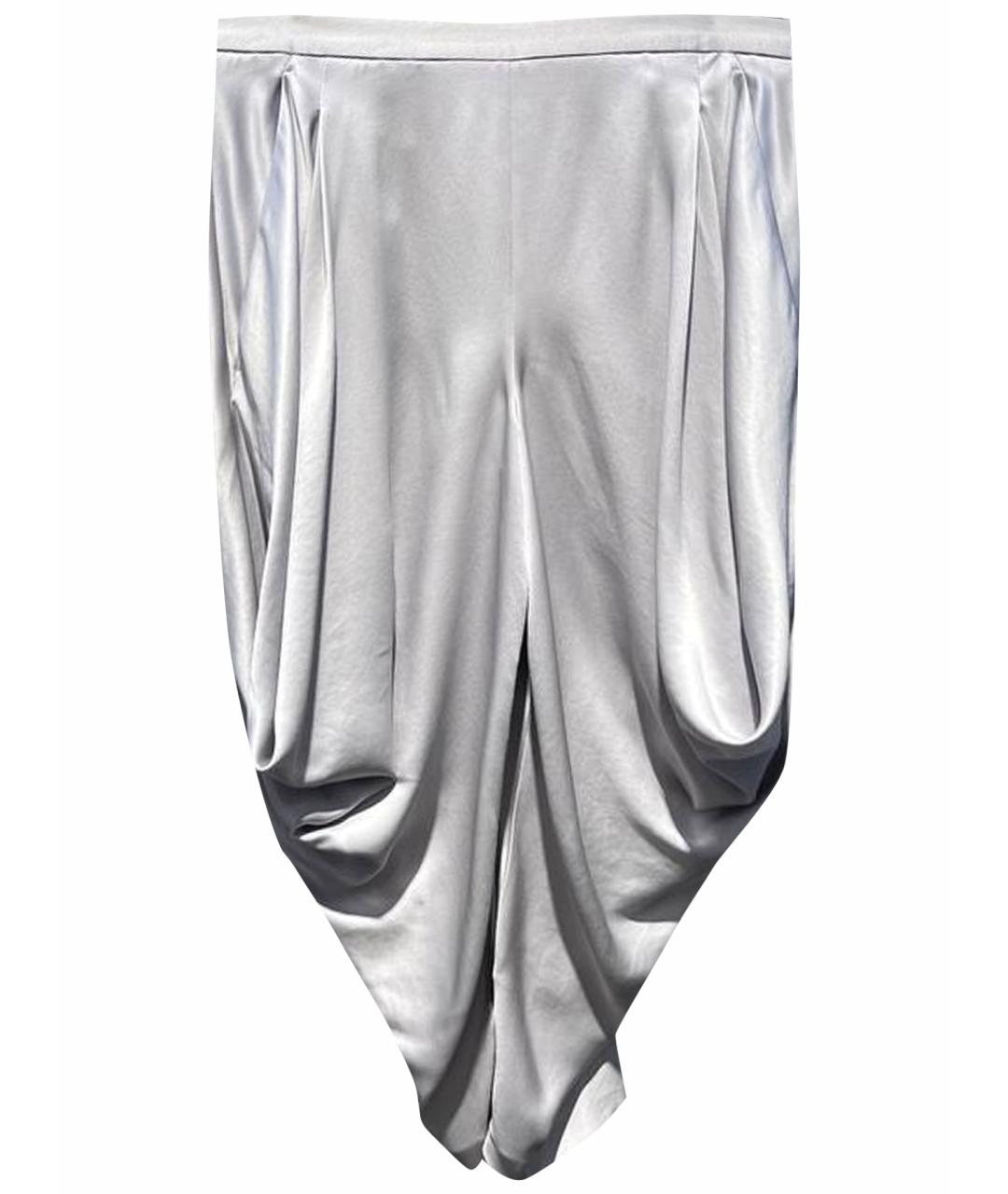 ALEXANDER MCQUEEN Серебряные шелковые брюки широкие, фото 1