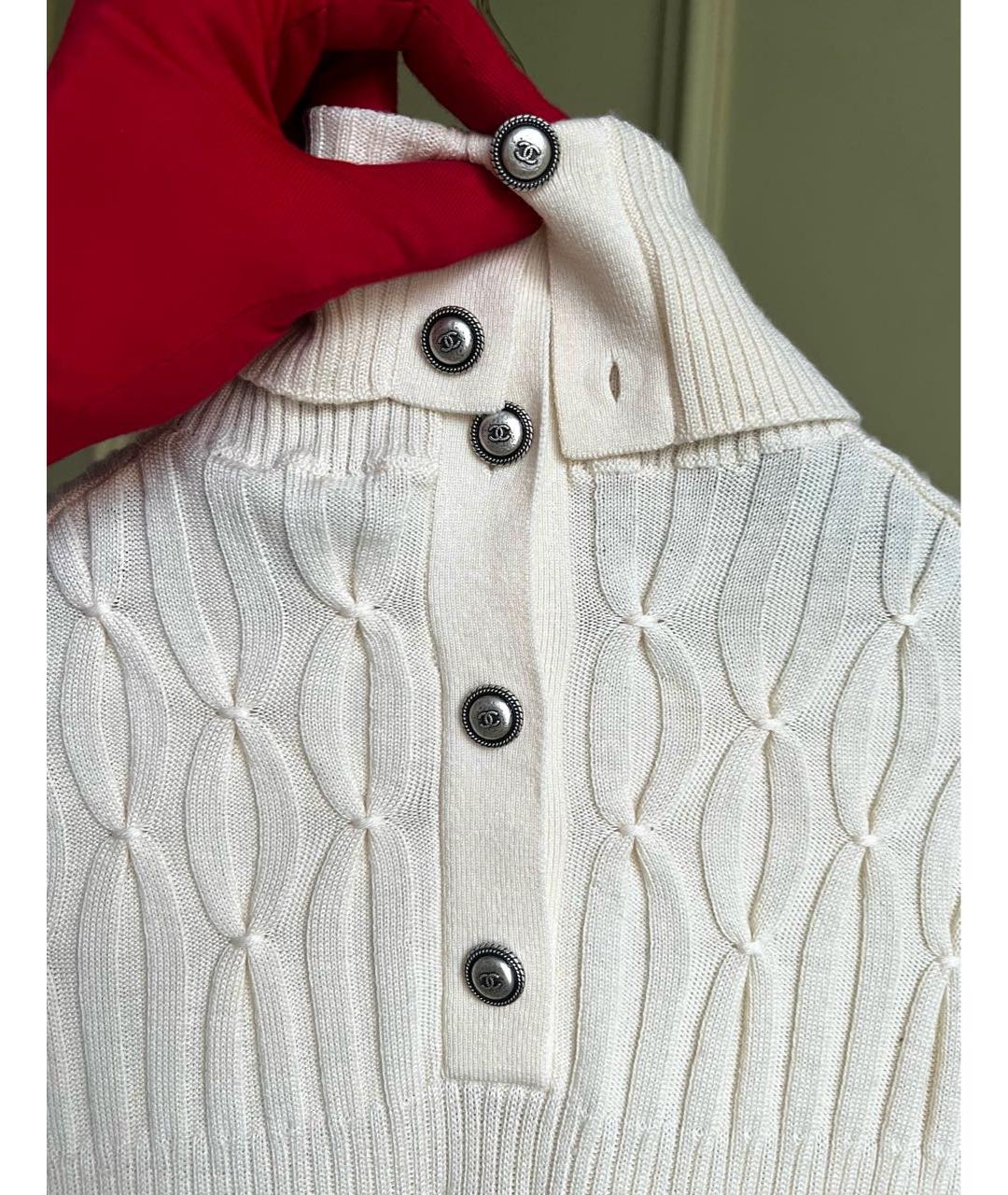 CHANEL Белое шерстяное повседневное платье, фото 4