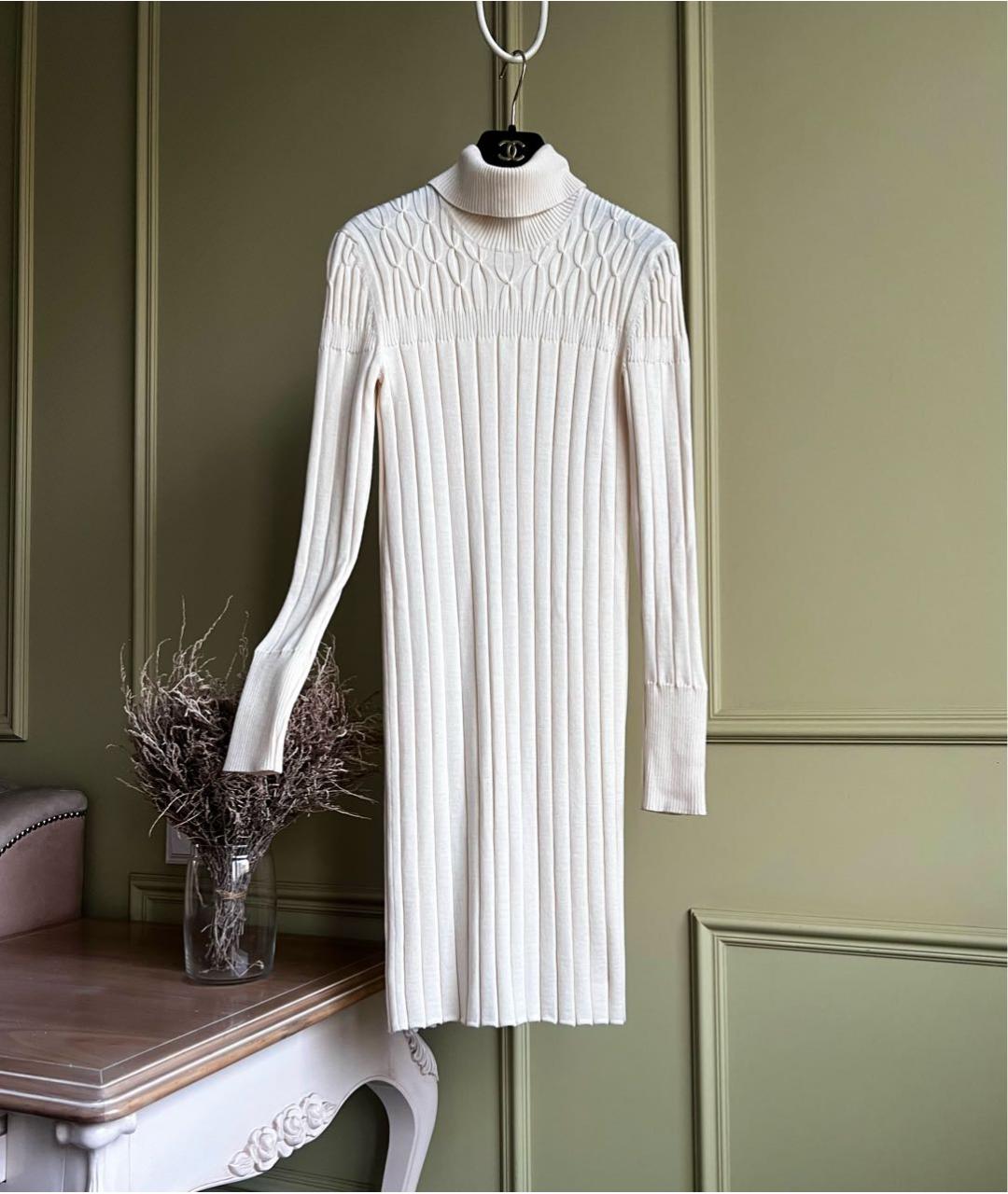 CHANEL Белое шерстяное повседневное платье, фото 9